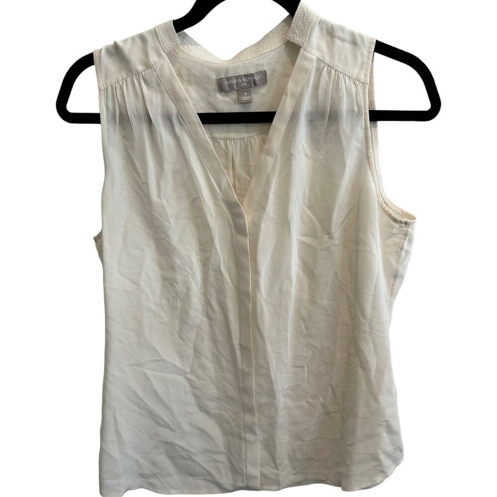 Banana Republic Cream Sleeveless Button Down Silk Blouse Size Small